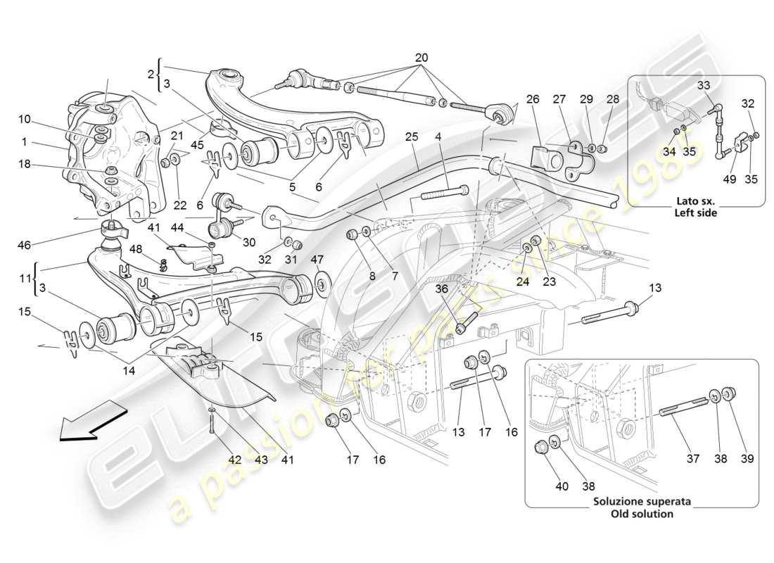 maserati granturismo (2008) rear suspension part diagram