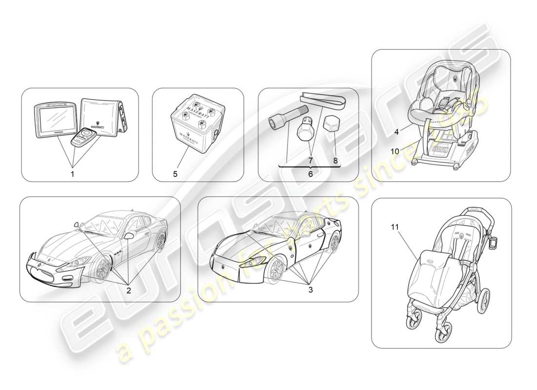 maserati granturismo (2016) after market accessories part diagram