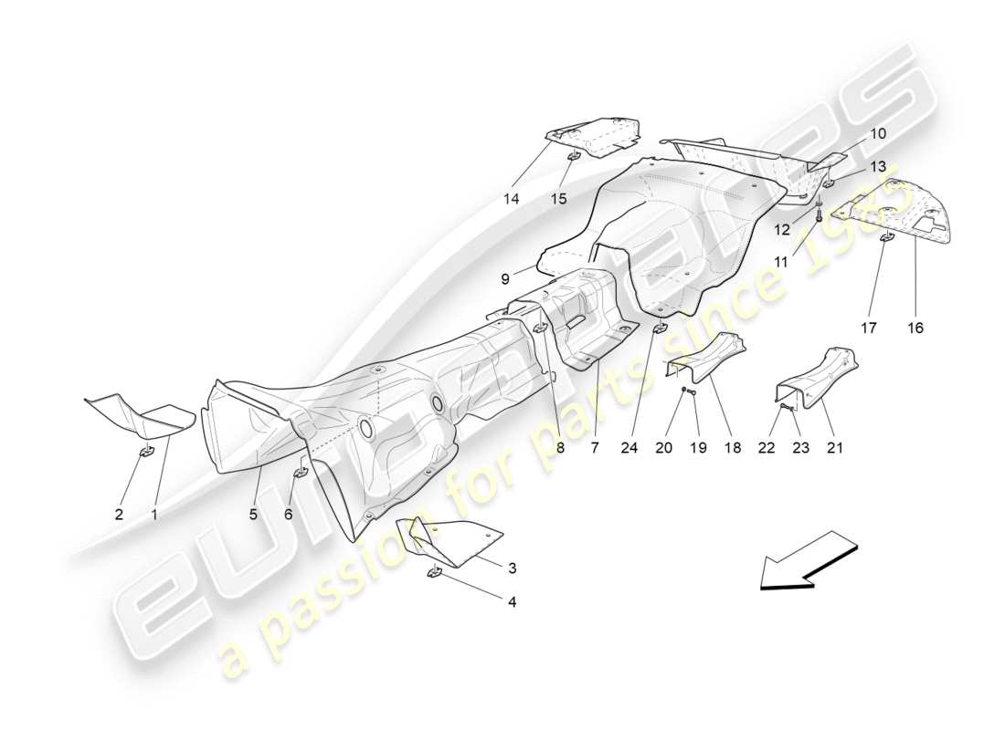 maserati granturismo s (2016) thermal insulating panels part diagram