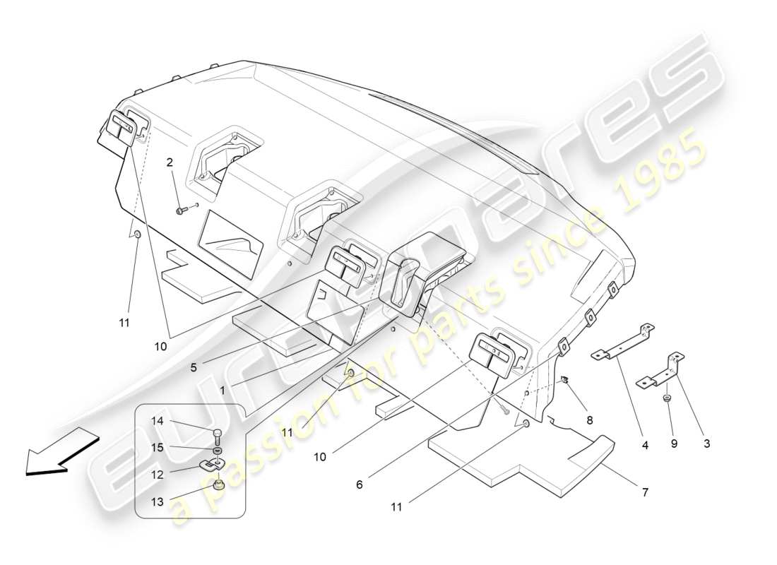 maserati qtp 3.0 bt v6 410hp (2014) rear parcel shelf part diagram