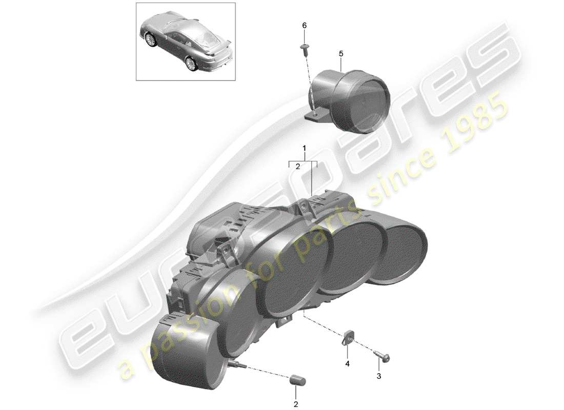 porsche 991r/gt3/rs (2015) instrument cluster part diagram