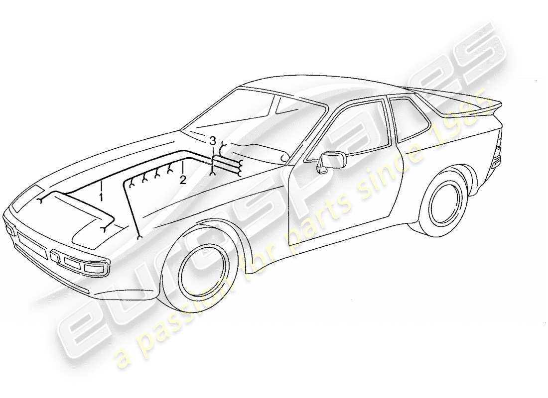 porsche 944 (1990) wiring harnesses - engine - heater - air conditioner part diagram