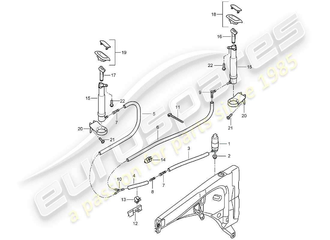 porsche cayenne (2003) headlight washer system part diagram