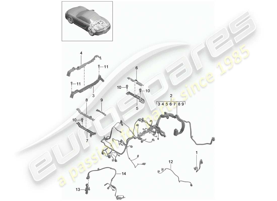 porsche boxster 981 (2012) wiring harnesses parts diagram