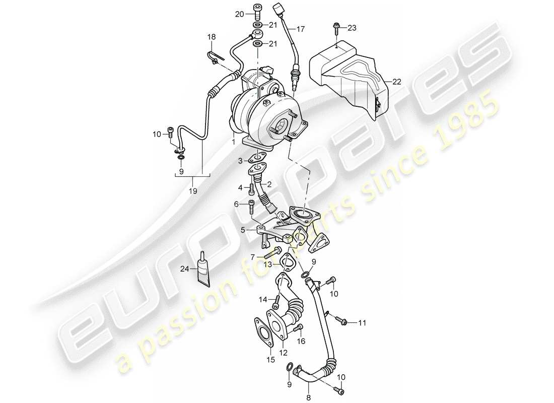 porsche cayenne (2010) exhaust gas turbocharger part diagram