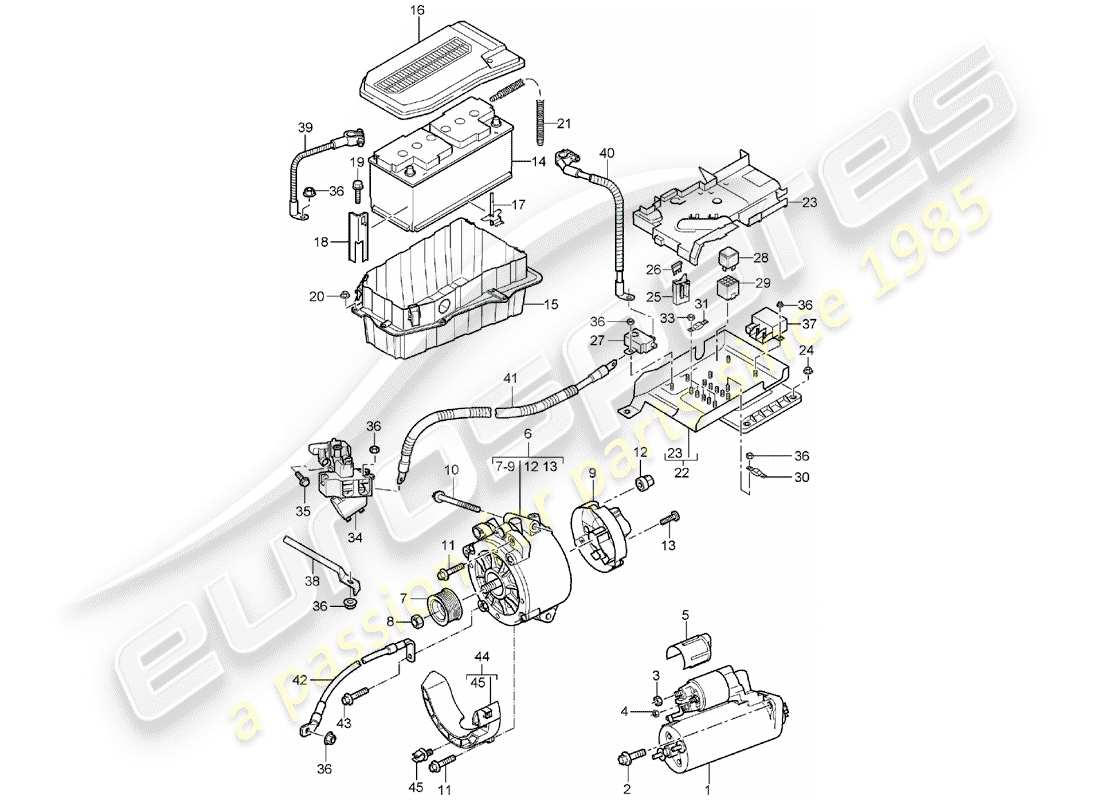 porsche cayenne (2003) battery part diagram