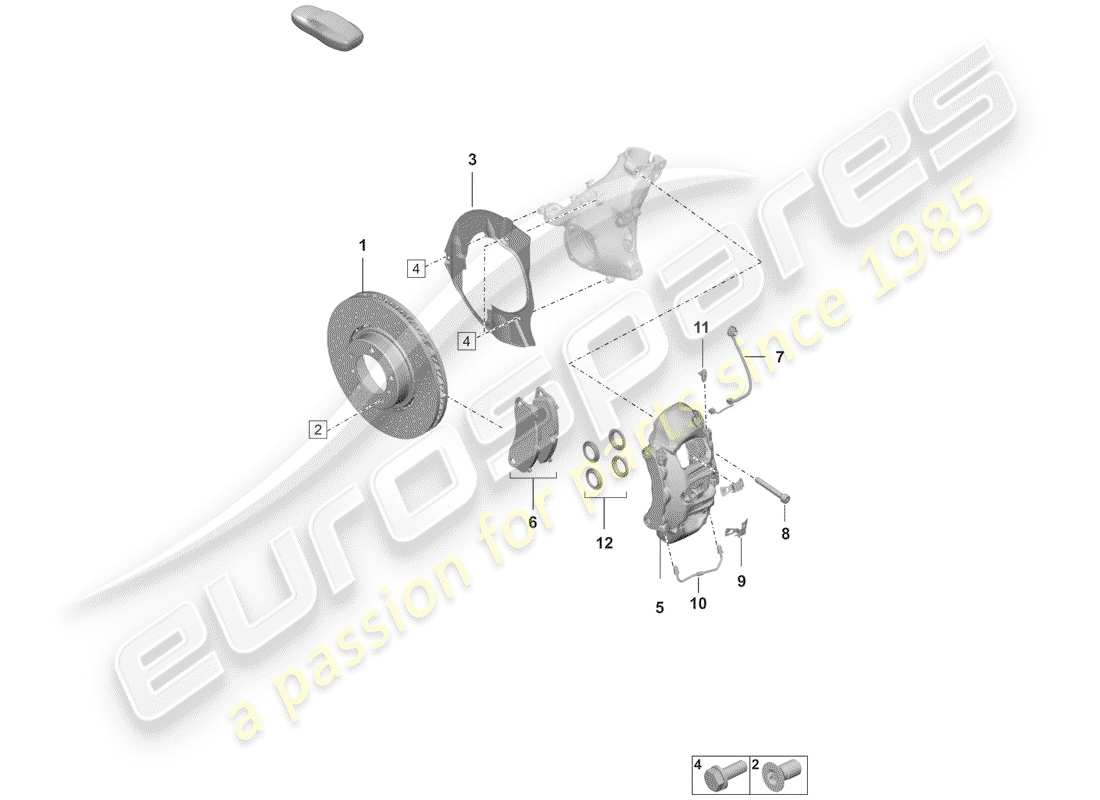 porsche 2020 disc brakes part diagram