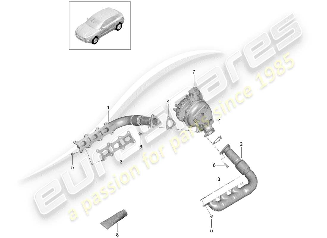 porsche macan (2018) exhaust system part diagram