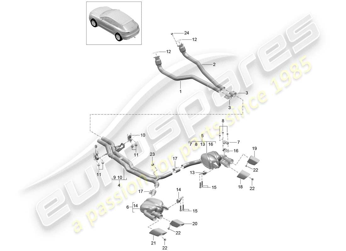 porsche macan (2018) exhaust system part diagram