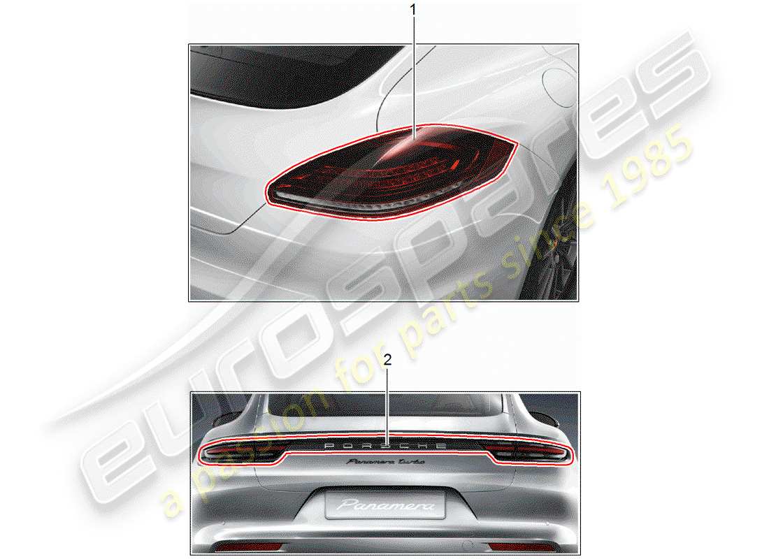 porsche tequipment panamera (2010) rear light part diagram