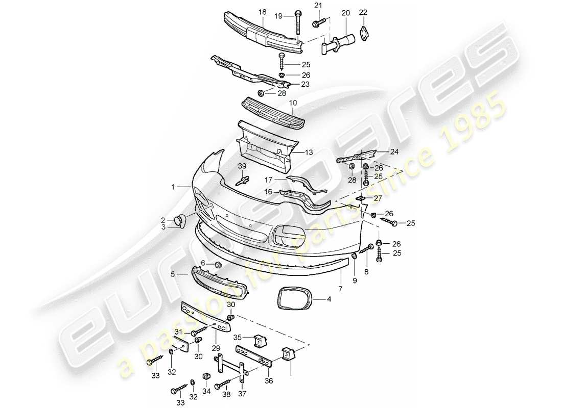 porsche 996 t/gt2 (2003) bumper part diagram