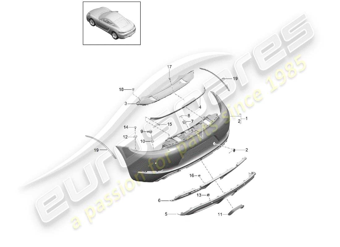 porsche 718 cayman (2019) bumper part diagram