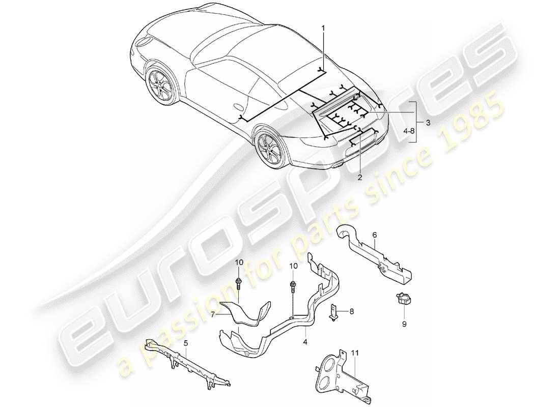 porsche 997 (2008) wiring harnesses part diagram