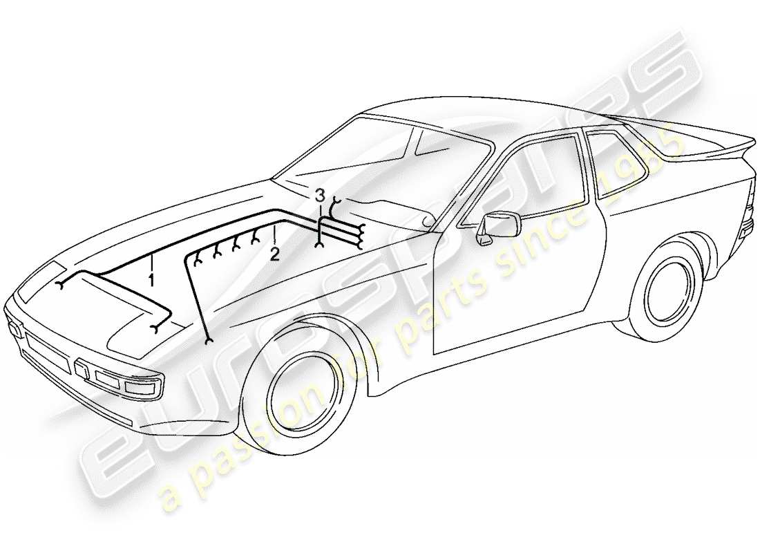 porsche 944 (1988) wiring harnesses - engine - heater - air conditioner part diagram