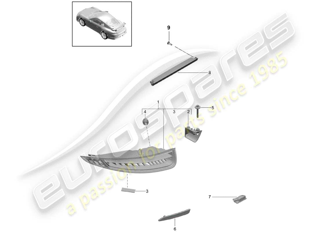 porsche 991r/gt3/rs (2015) rear light part diagram