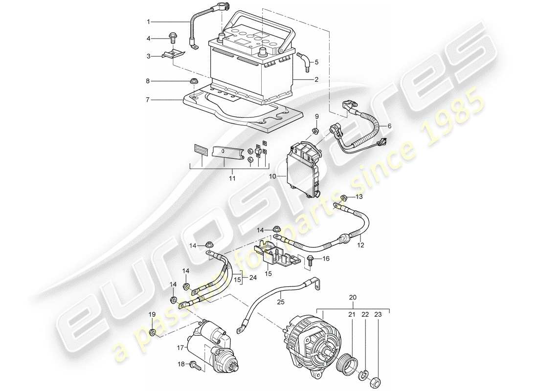 porsche boxster 987 (2006) battery part diagram