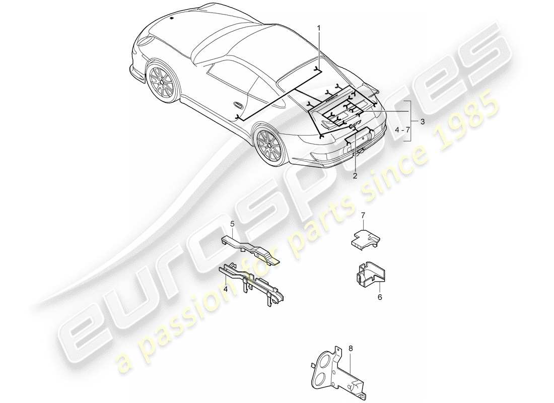 porsche 997 gt3 (2008) wiring harnesses part diagram