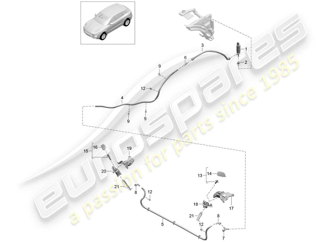 porsche macan (2014) headlight washer system part diagram