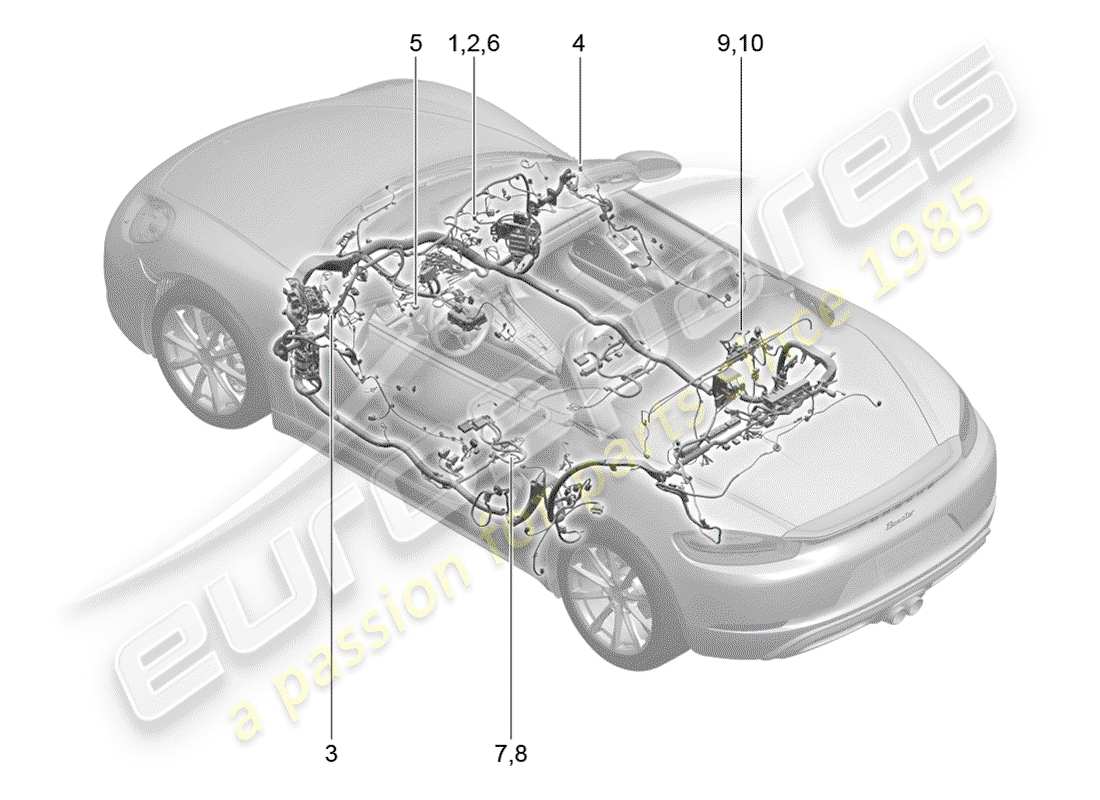 porsche 718 boxster (2017) wiring harnesses part diagram