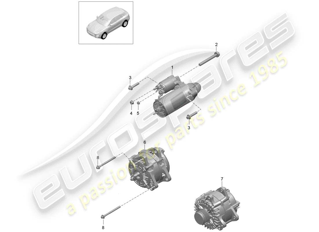 porsche macan (2014) starter part diagram