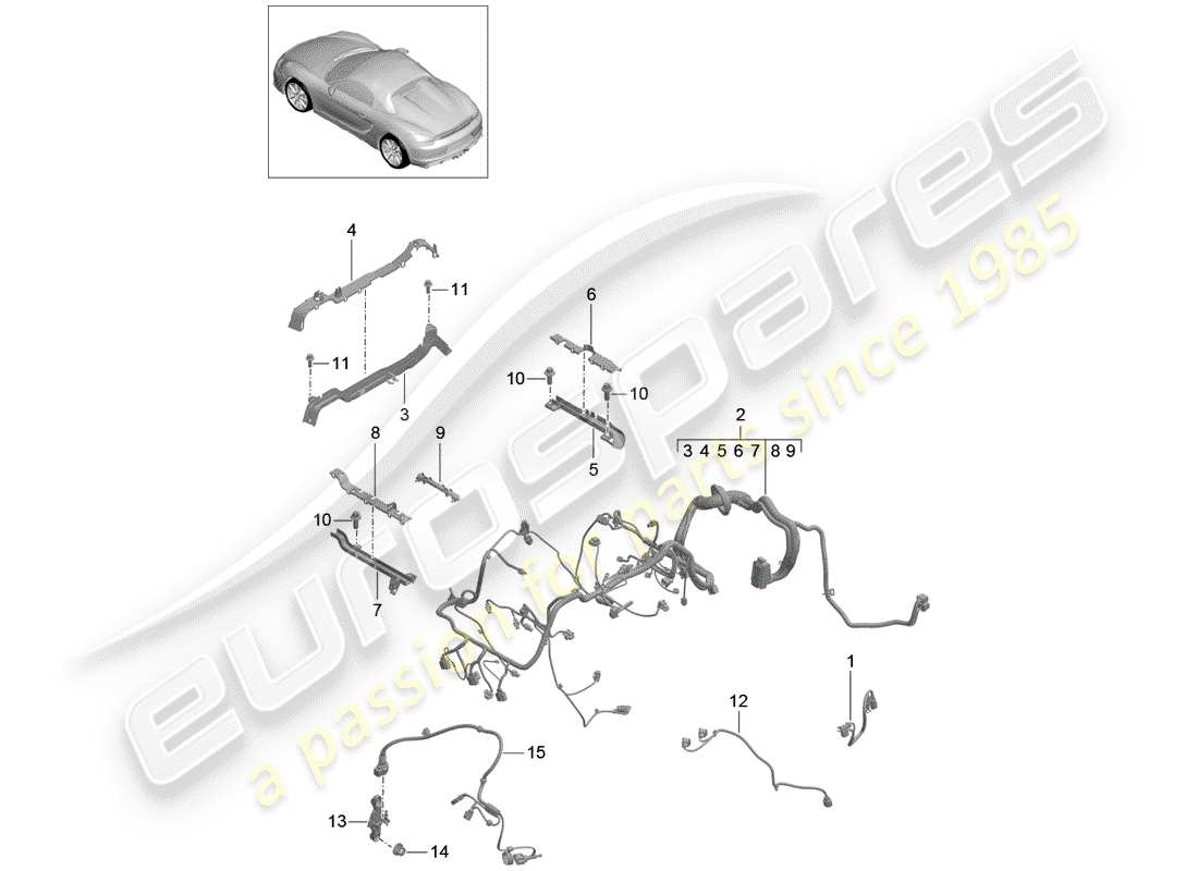 porsche boxster spyder (2016) wiring harnesses part diagram