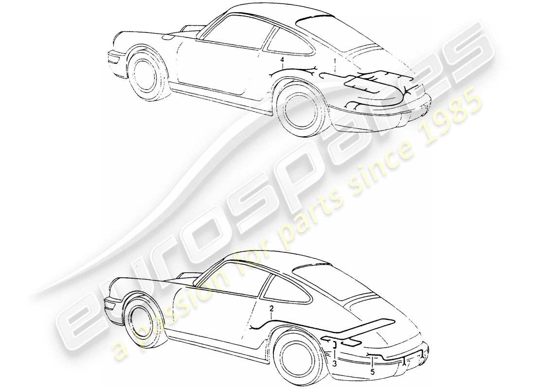 porsche 964 (1993) wiring harnesses - engine part diagram