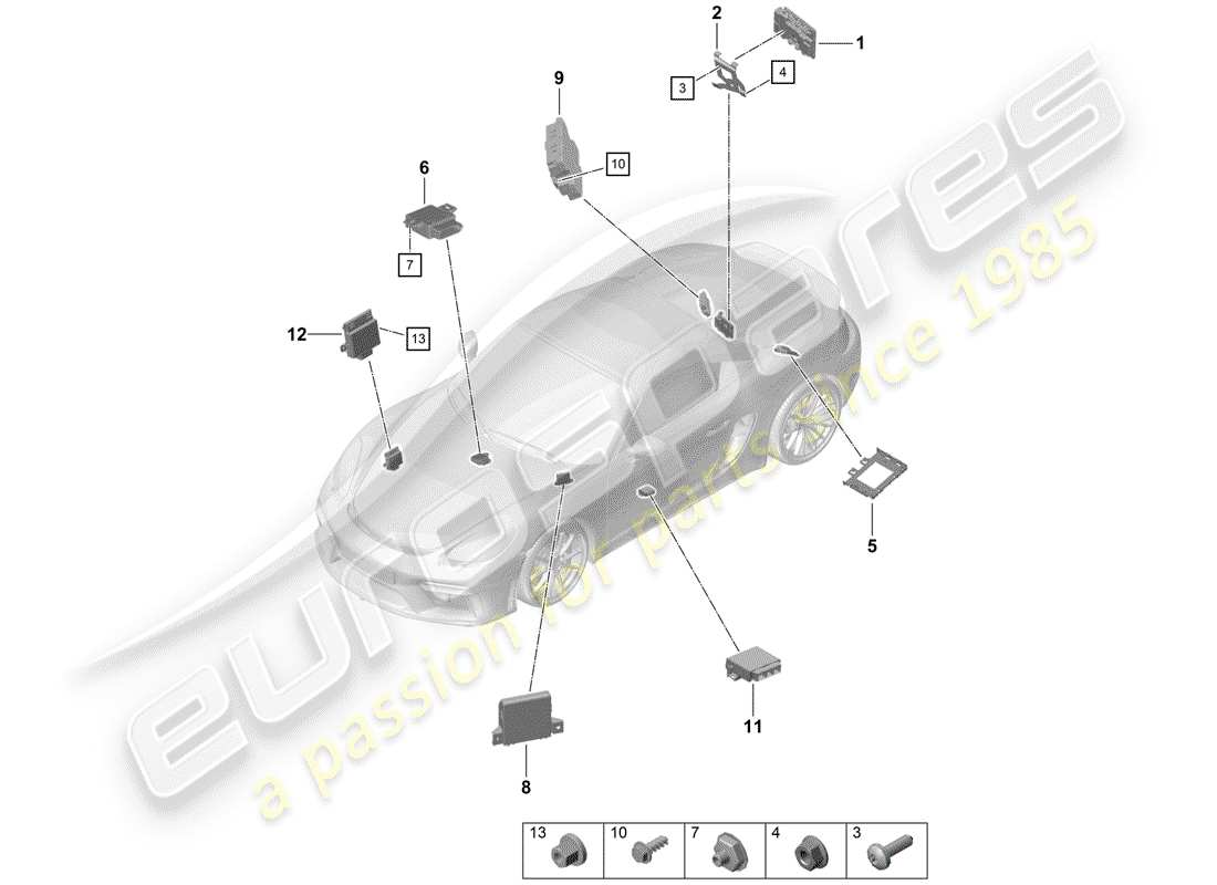 porsche boxster spyder (2020) control units part diagram