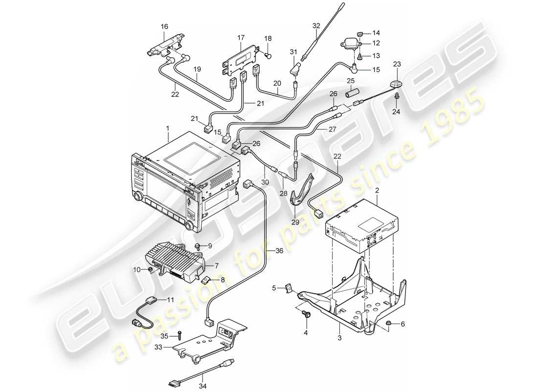 porsche 997 gen. 2 (2011) operating unit part diagram