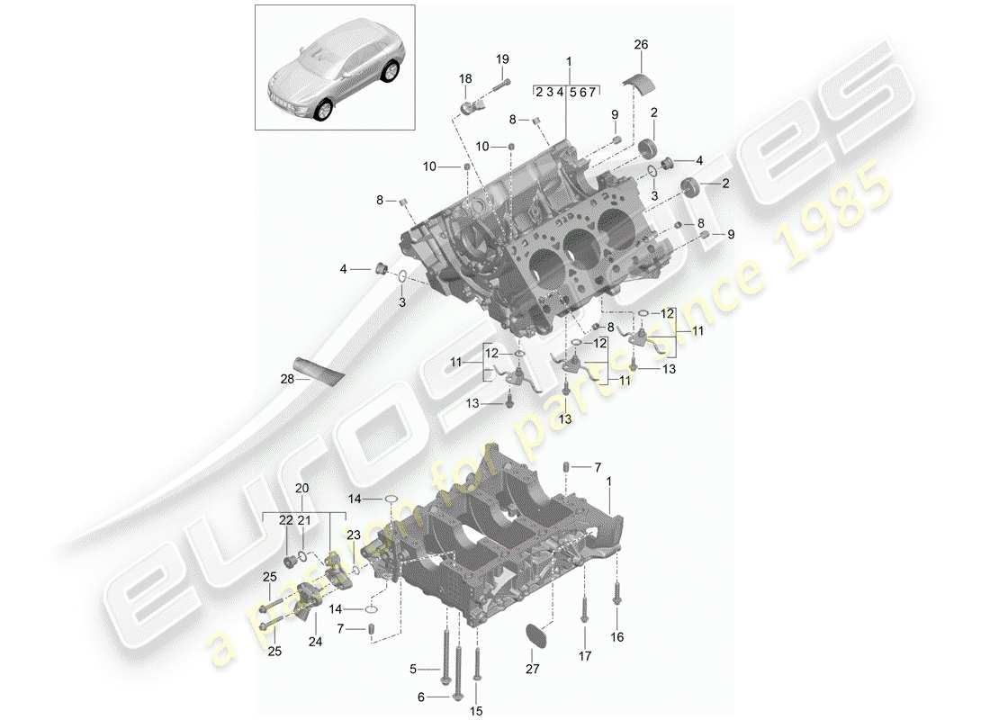 porsche macan (2018) crankcase part diagram