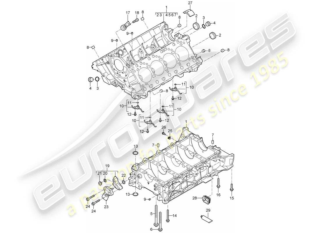 porsche cayenne (2010) crankcase part diagram