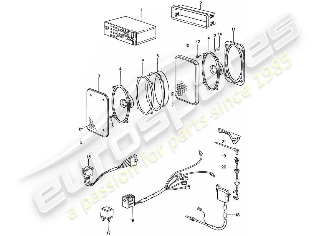 porsche 944 (1990) radio unit part diagram