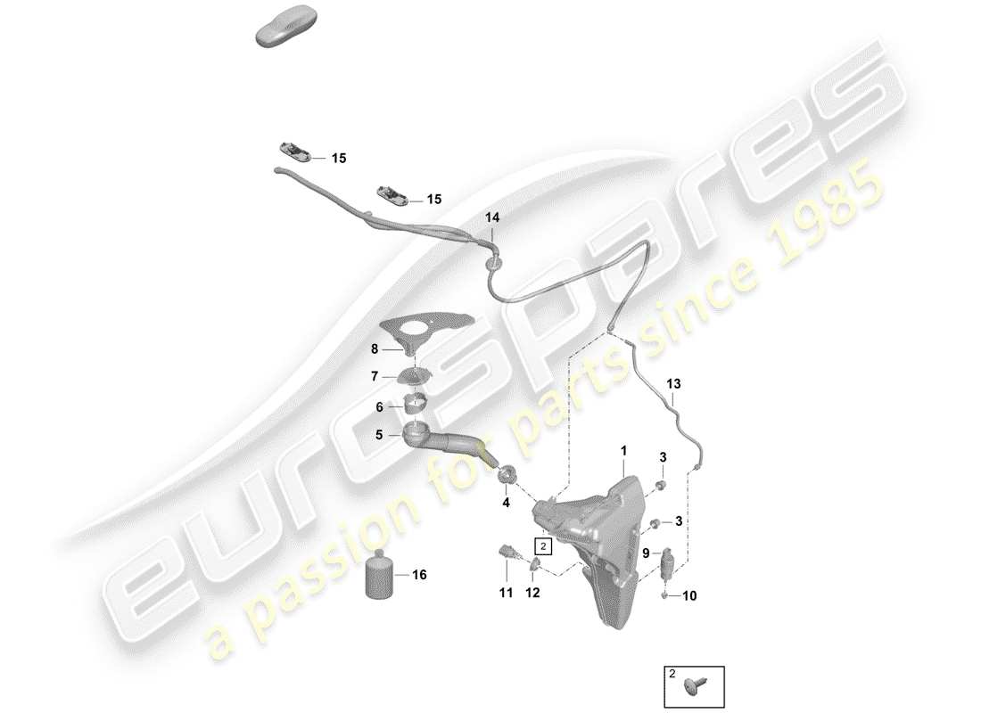 porsche boxster spyder (2020) windshield washer unit part diagram