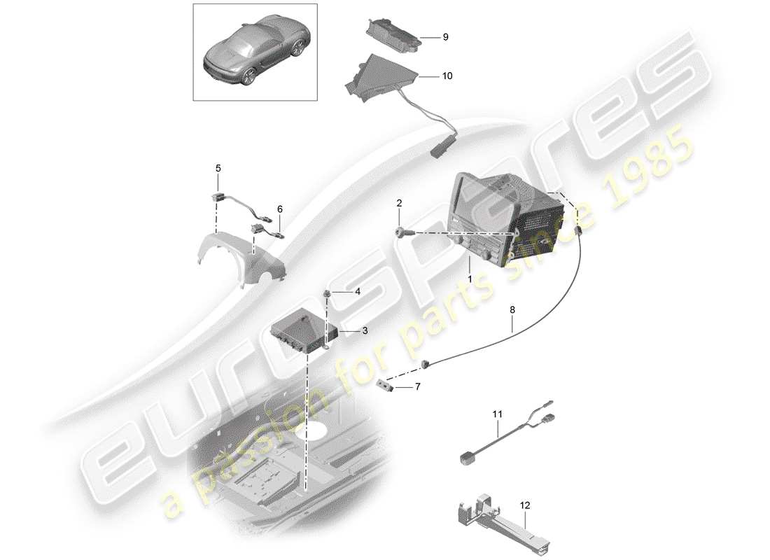 porsche boxster 981 (2012) operating unit parts diagram