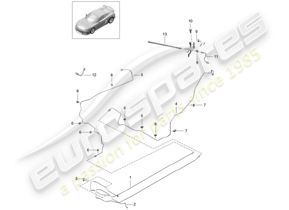 porsche cayman gt4 (2016) brake lines part diagram