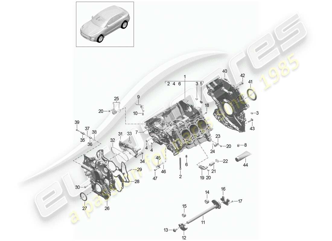 porsche macan (2018) crankcase part diagram