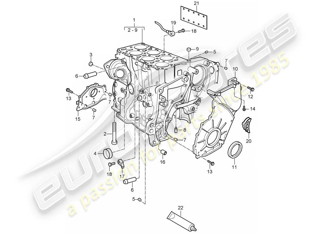 porsche cayenne (2010) crankcase part diagram