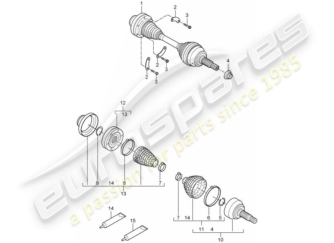 porsche cayenne (2010) drive shaft part diagram