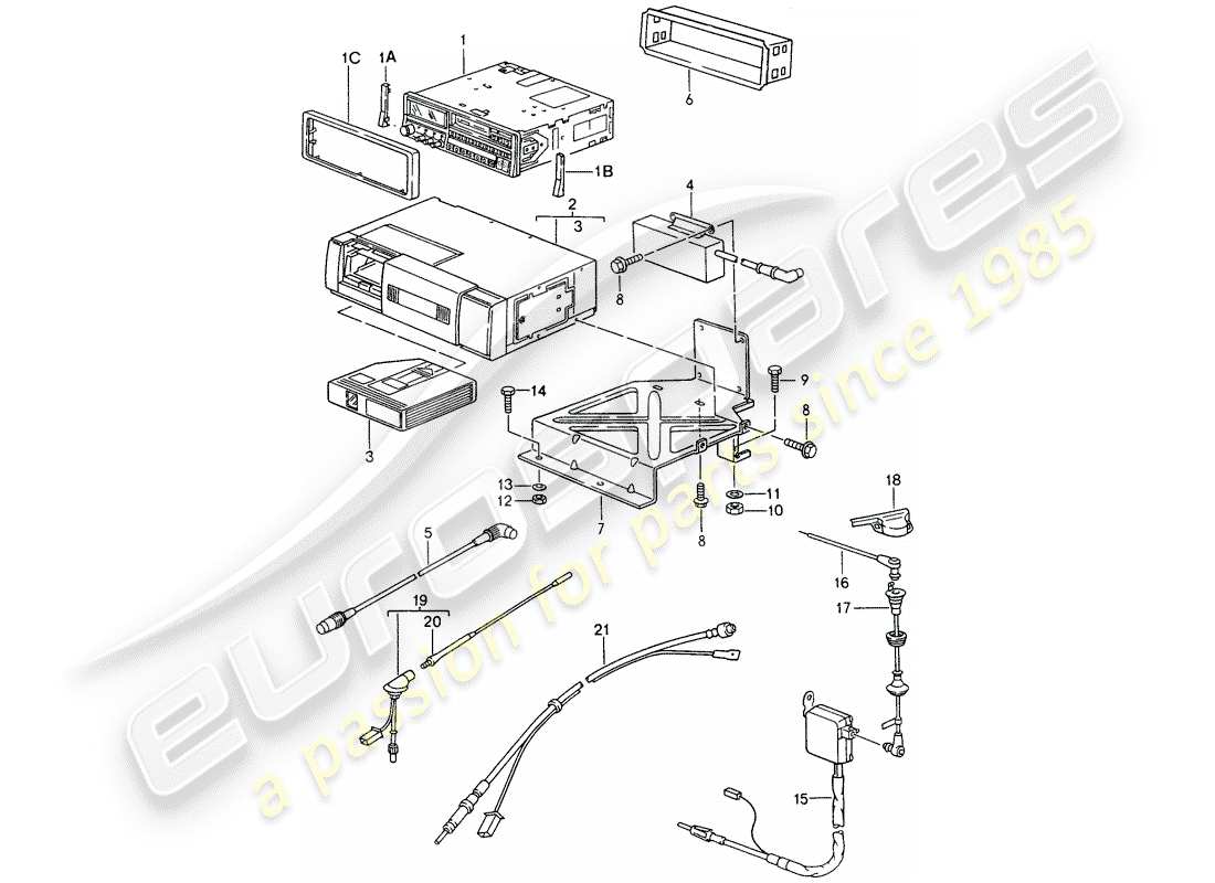 porsche 968 (1995) radio unit - cd-changer part diagram