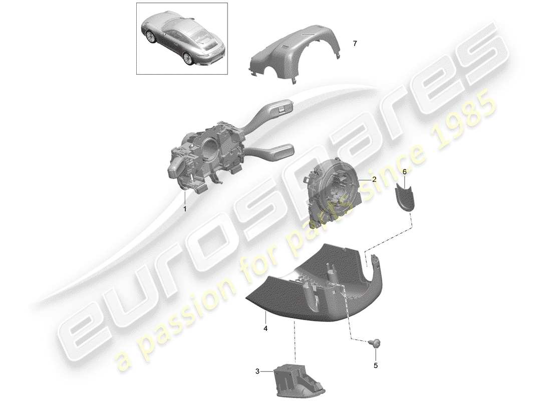 porsche 991 gen. 2 (2020) steering column switch part diagram