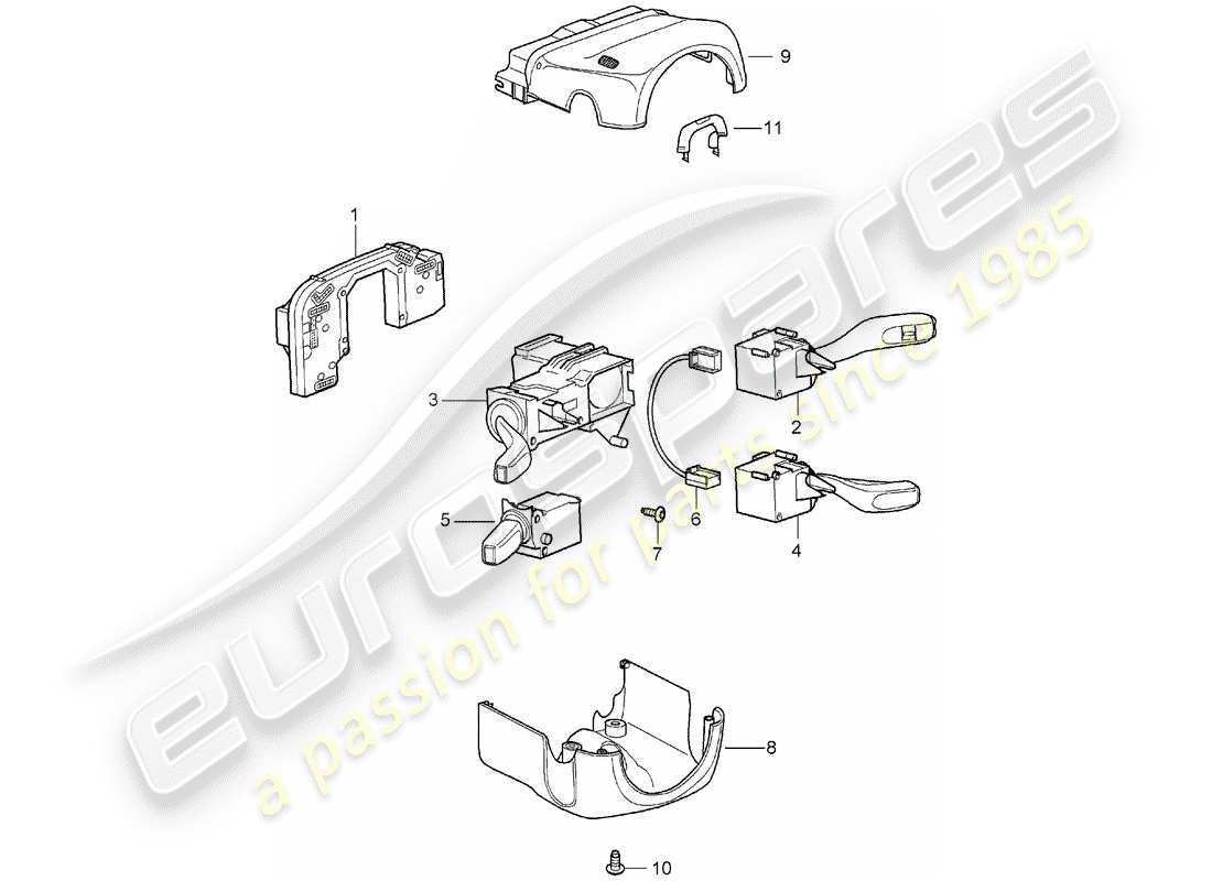 porsche 997 (2006) steering column switch part diagram