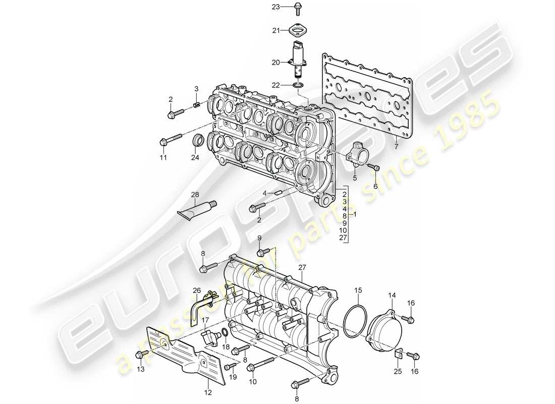 porsche 997 gt3 (2008) camshaft housing part diagram