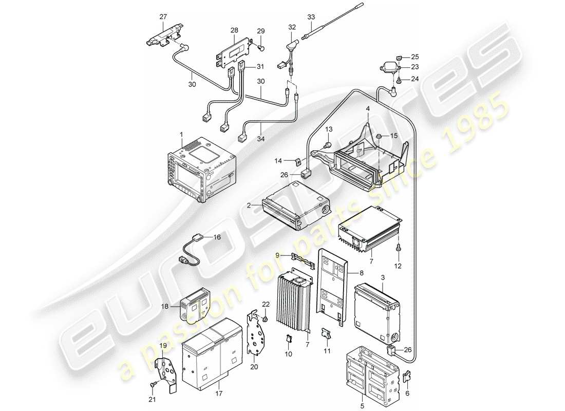 porsche 997 t/gt2 (2008) radio unit part diagram