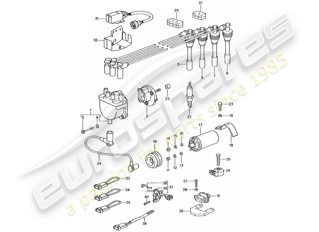 porsche 944 (1988) engine electrics 1 part diagram