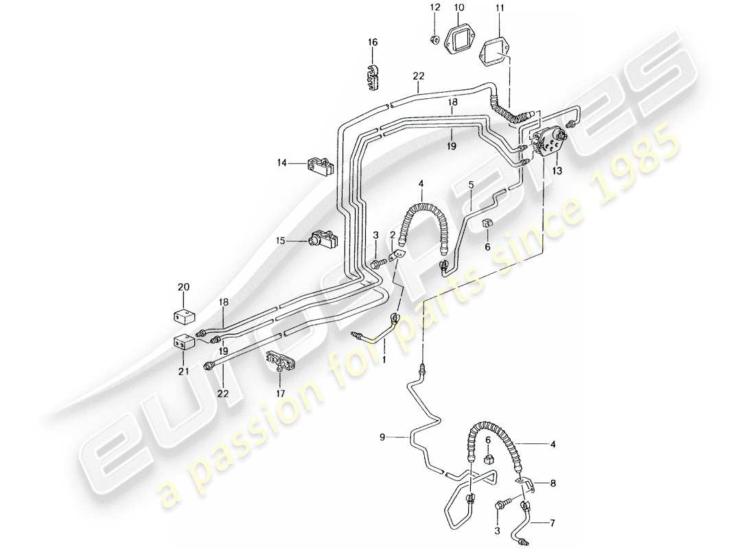 porsche 996 (2004) brake line - front axle - underbody - vacuum line part diagram