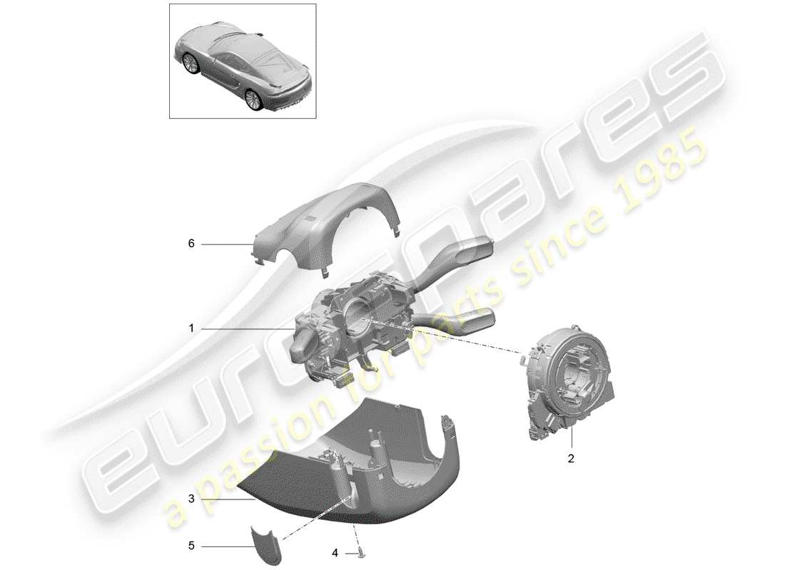 porsche cayman gt4 (2016) steering column switch part diagram