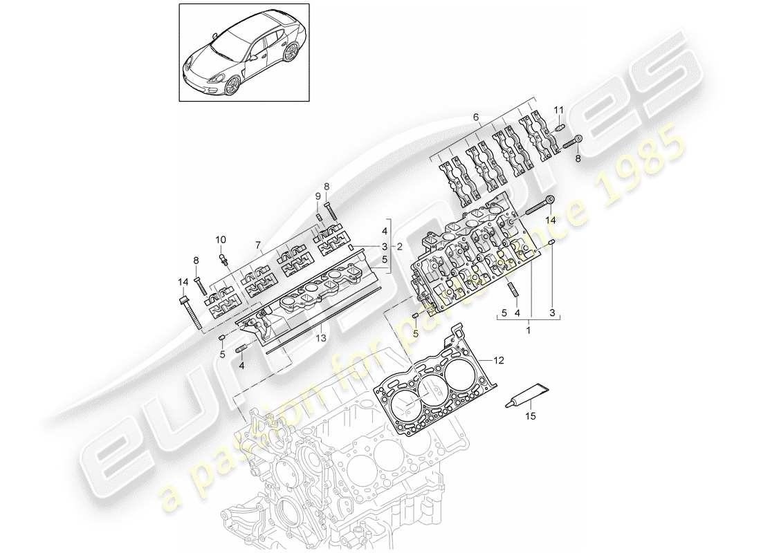 porsche panamera 970 (2010) cylinder head part diagram