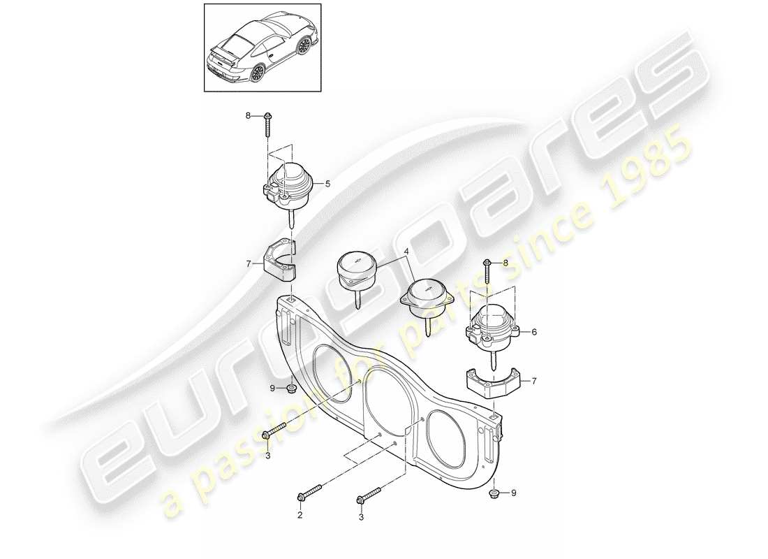 porsche 997 gt3 (2008) engine suspension part diagram