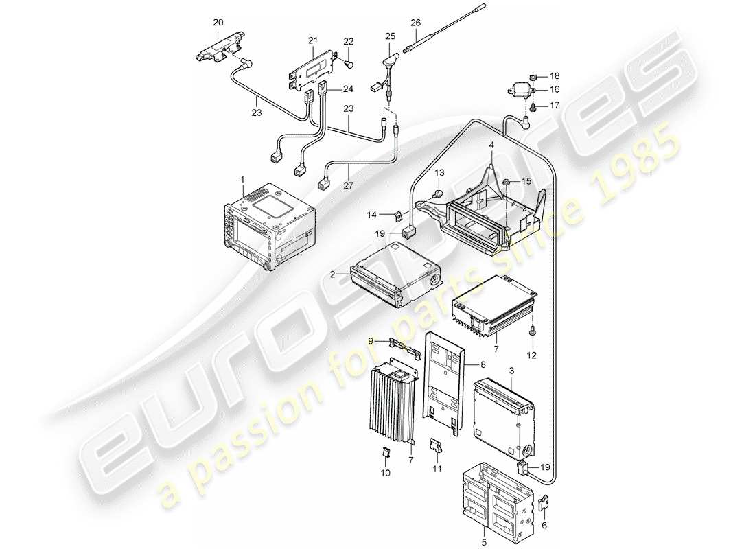 porsche 997 gt3 (2008) radio unit part diagram