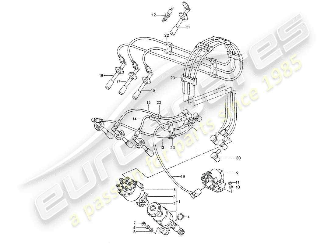 porsche 964 (1993) engine electrics 1 part diagram