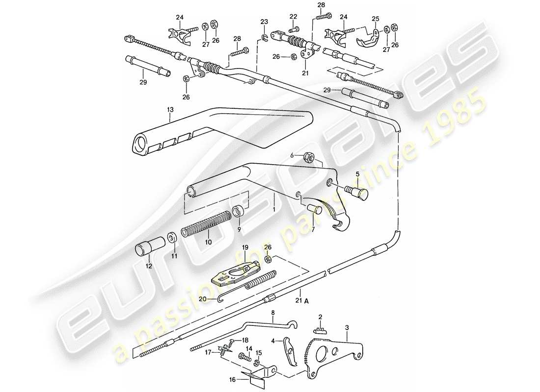 porsche 928 (1987) actuator - handbrake part diagram